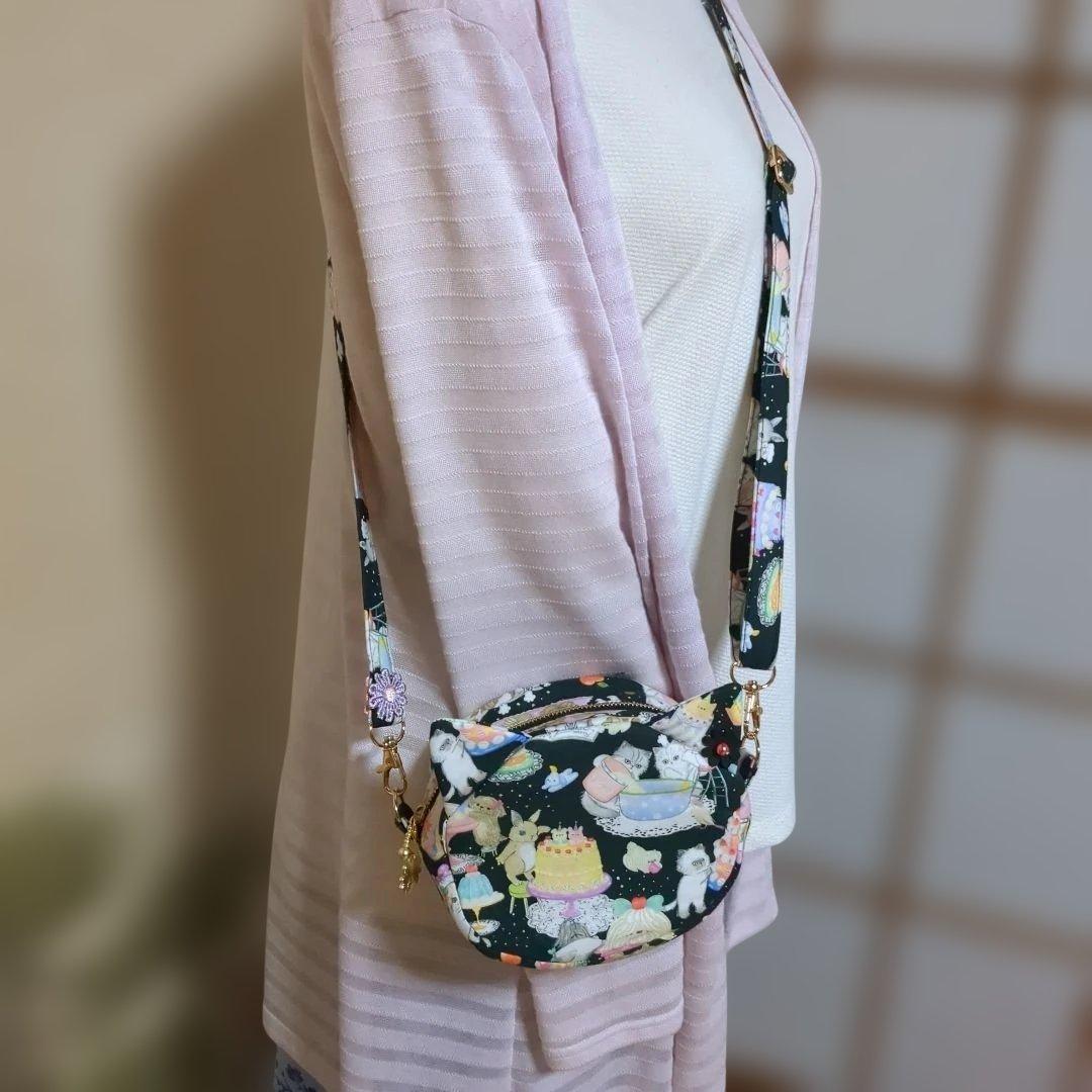 専用…コロンと猫ショルダー…ユキエモン…新柄 クックキャッツ…ブラック系