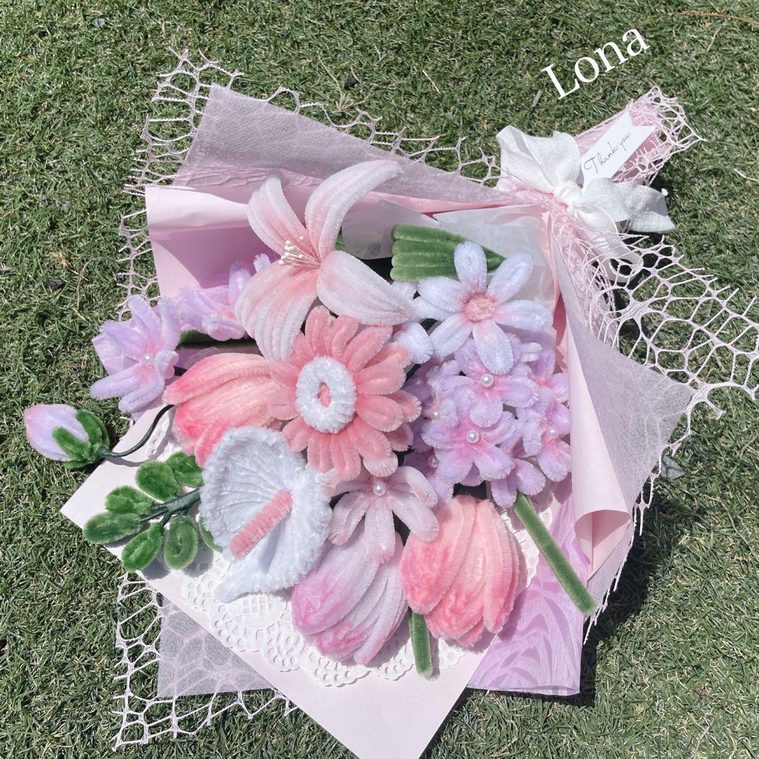 モールフラワー ブーケ 花束 枯れないお花 韓国 ピンク パープル 36