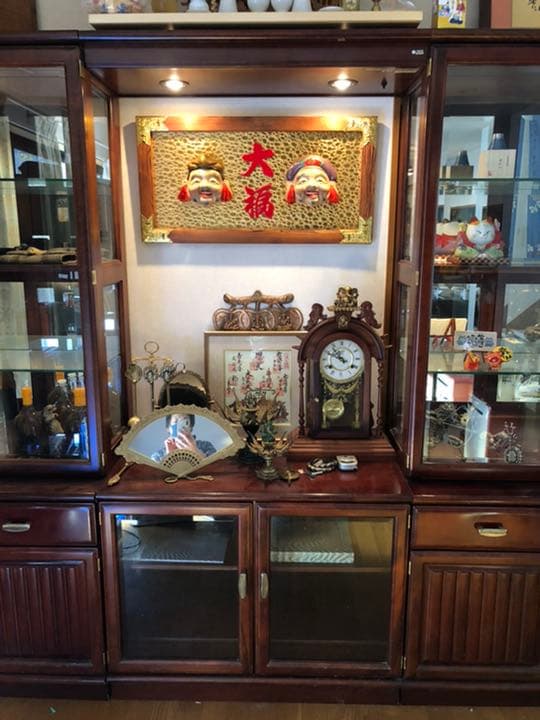 カリモク アンティーク 飾り棚  コレクションボード