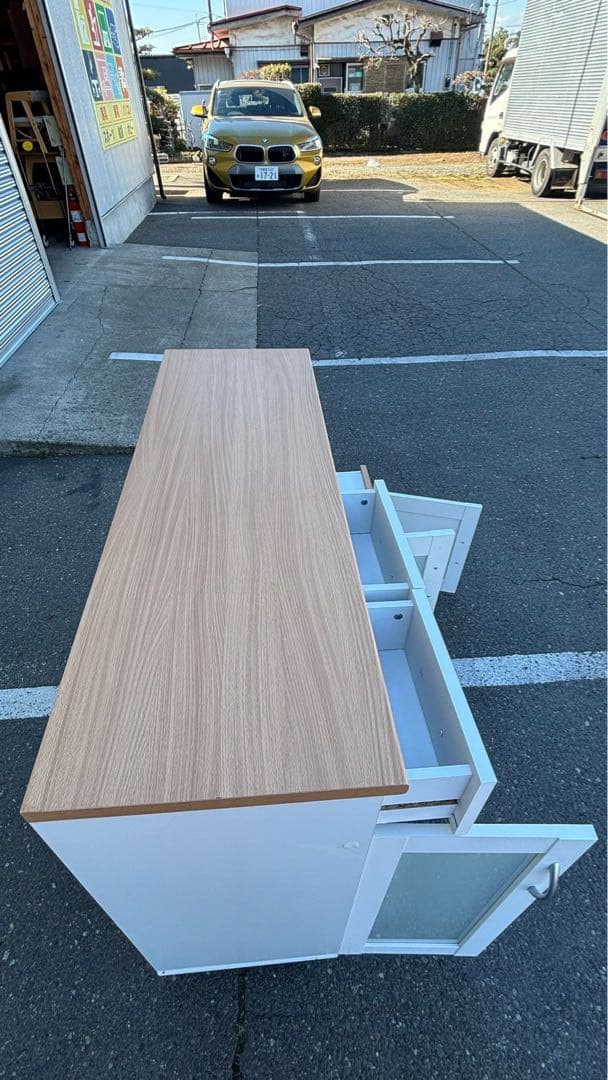 不二貿易 キャスター付き キッチンカウンター 幅120cm