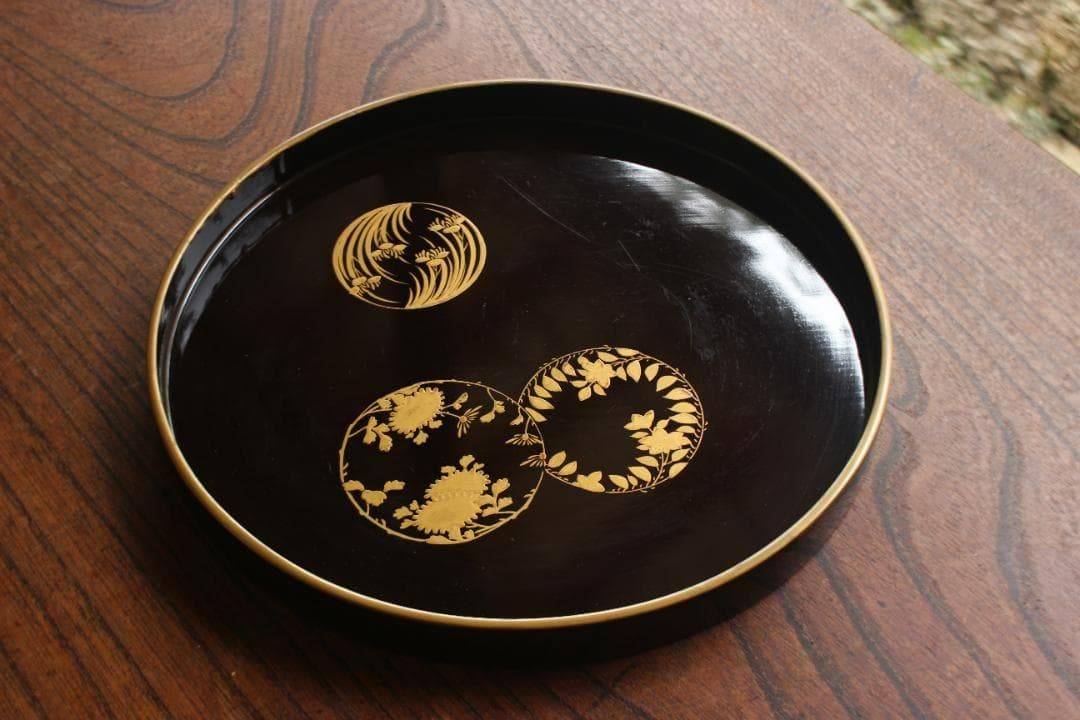 保管のみ！優美な拭き漆の映える小ぶり隅切四方膳（検飛騨春慶塗懐石膳