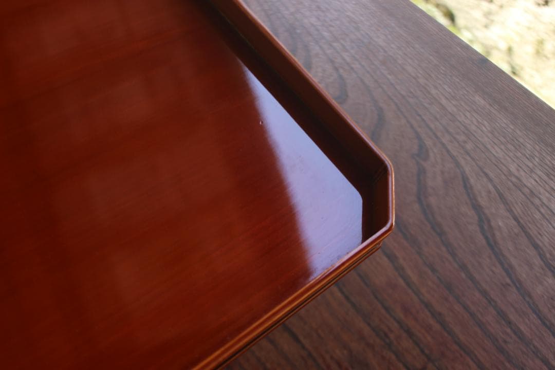 保管のみ！優美な拭き漆の映える小ぶり隅切四方膳（検飛騨春慶塗懐石膳