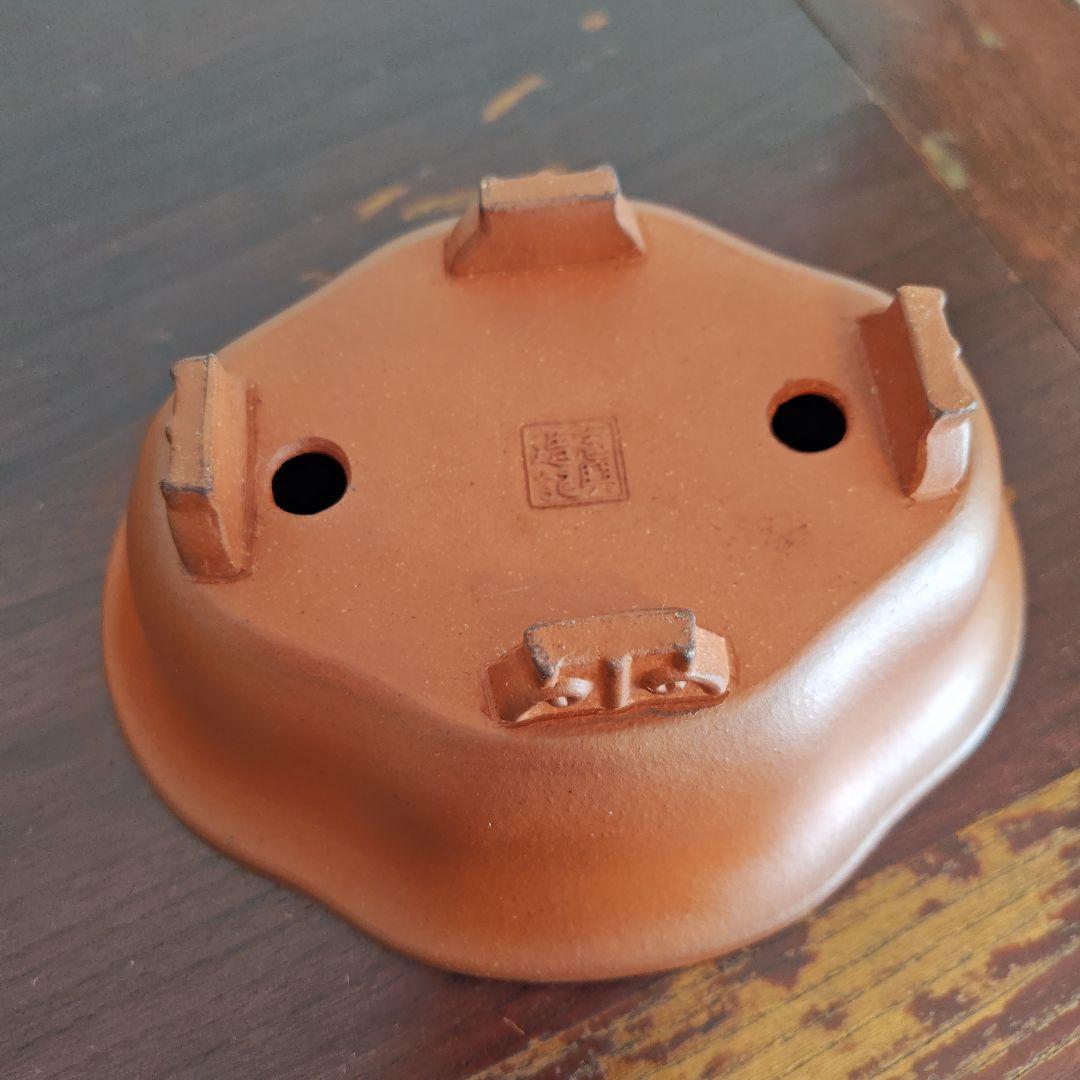 壱興　紅泥外縁雲足木瓜鉢