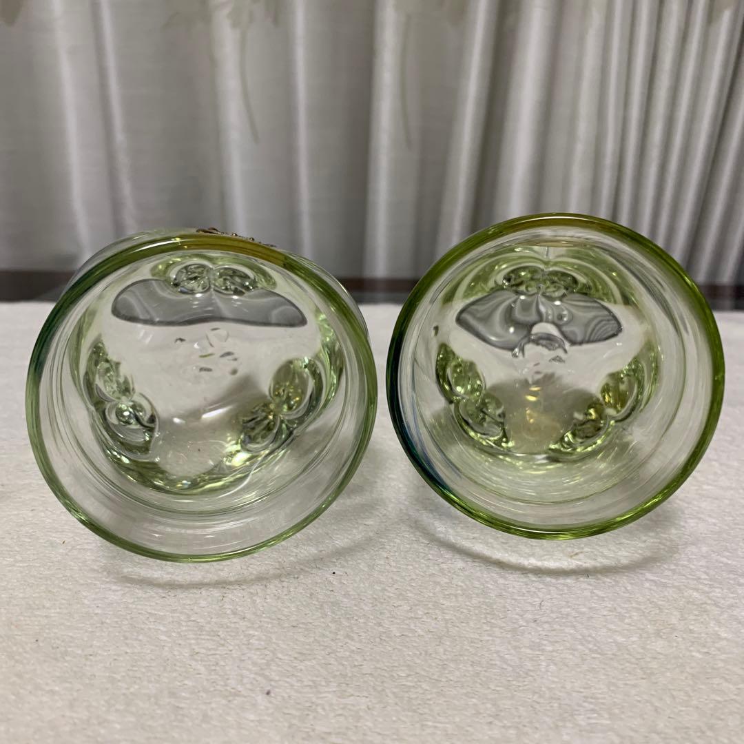 米原眞司　世界の現代ガラス工芸作家　足付きペアグラス　希少！ロックグラス　ワイン