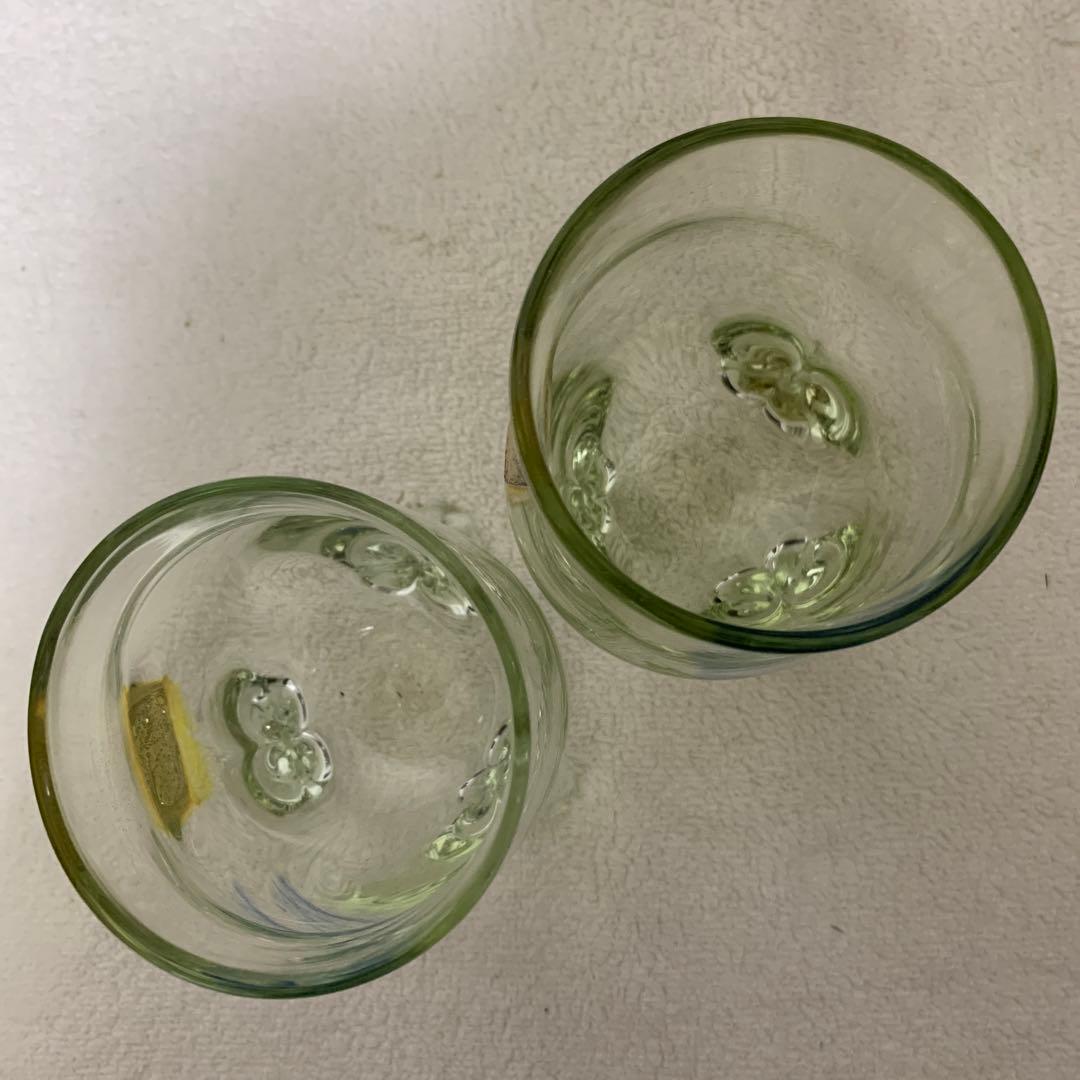 米原眞司　世界の現代ガラス工芸作家　足付きペアグラス　希少！ロックグラス　ワイン