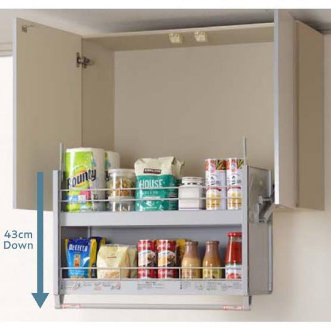 スイングダウンウォー(吊り戸棚用昇降棚)美品