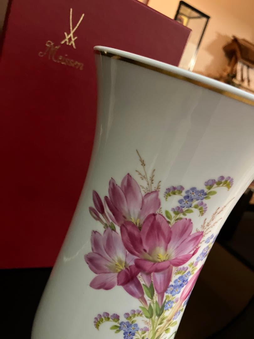 Meissen 花柄 花瓶 約29cm