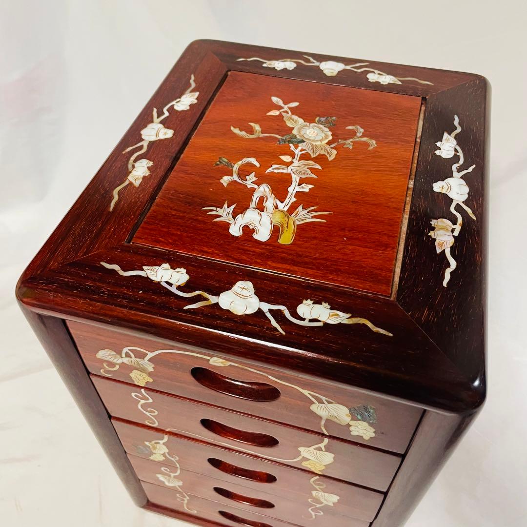 螺鈿家具 螺鈿細工 唐木 引き出し 五段 チェスト - メルカリ