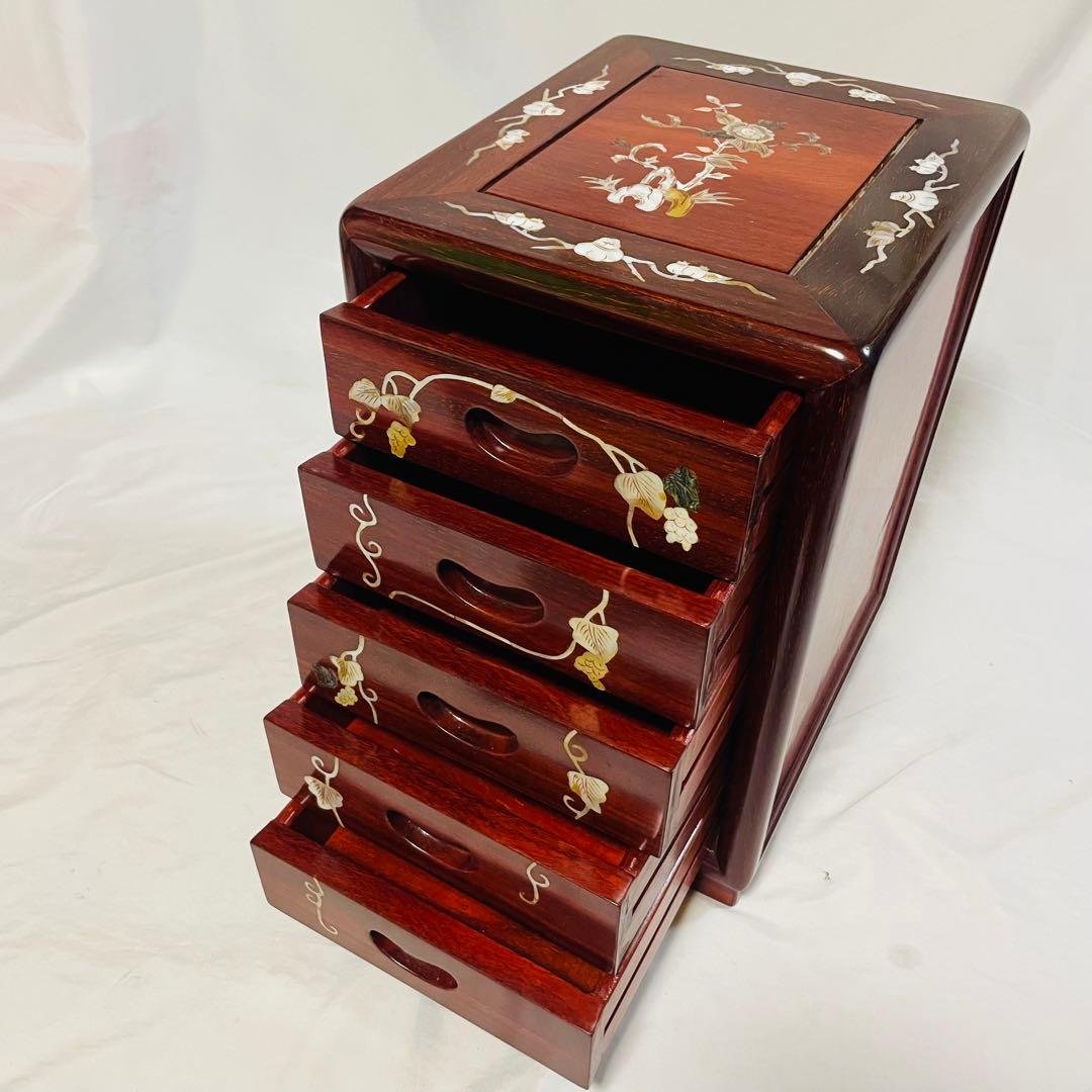 螺鈿家具 螺鈿細工 唐木 引き出し 五段 チェスト - メルカリ