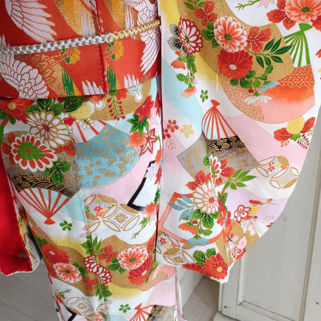 アンティーク白色系着物と作り帯