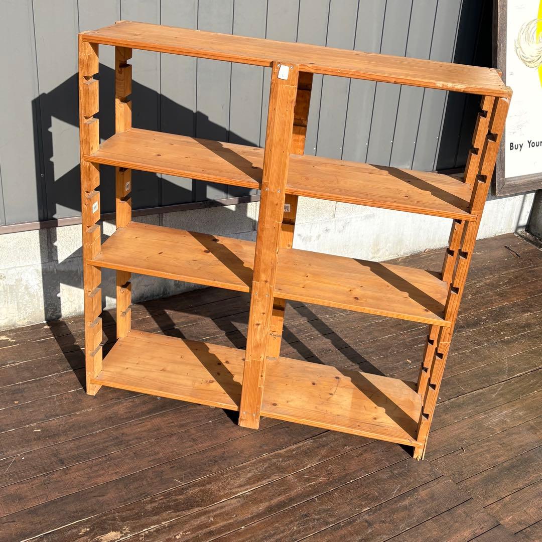 ヴィンテージ 木製シェルフ オープンラック 飾り棚 ディスプレイ棚 古家具 北欧