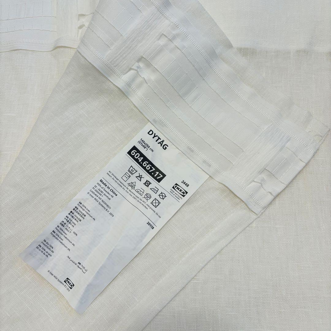 美品2枚1組【IKEA✴︎DYTÅGホワイト カーテン】麻100%145x250