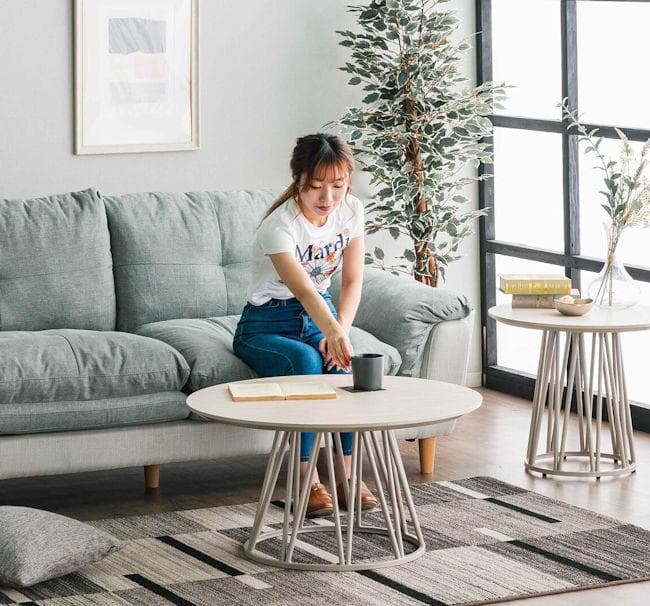 ビバリーダイニングテーブル幅80cmセンターテーブル コンクリート調（1313）