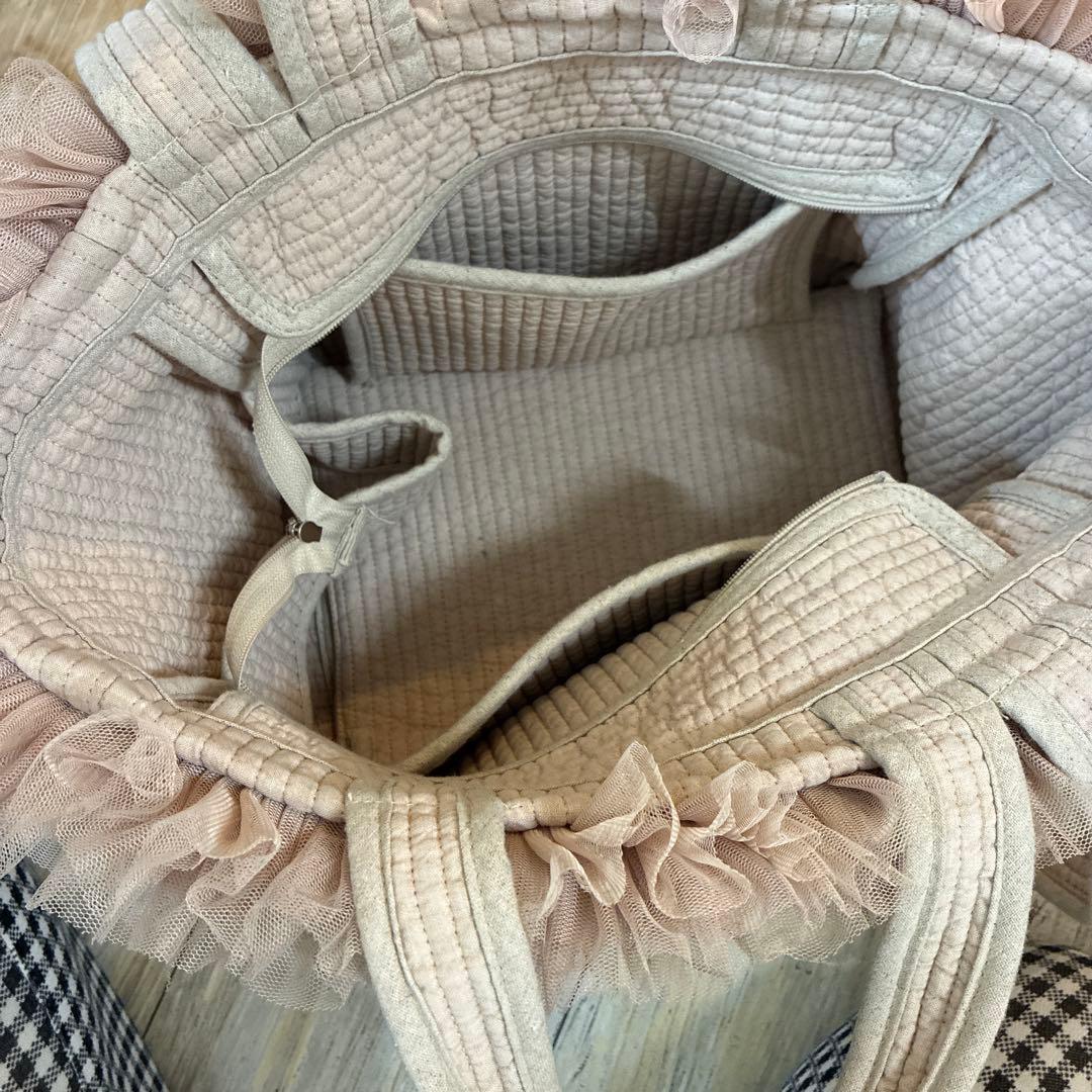 Rose Aureフリル付きベージュキルティングトートバッグ姫奈ちゃんコラボ