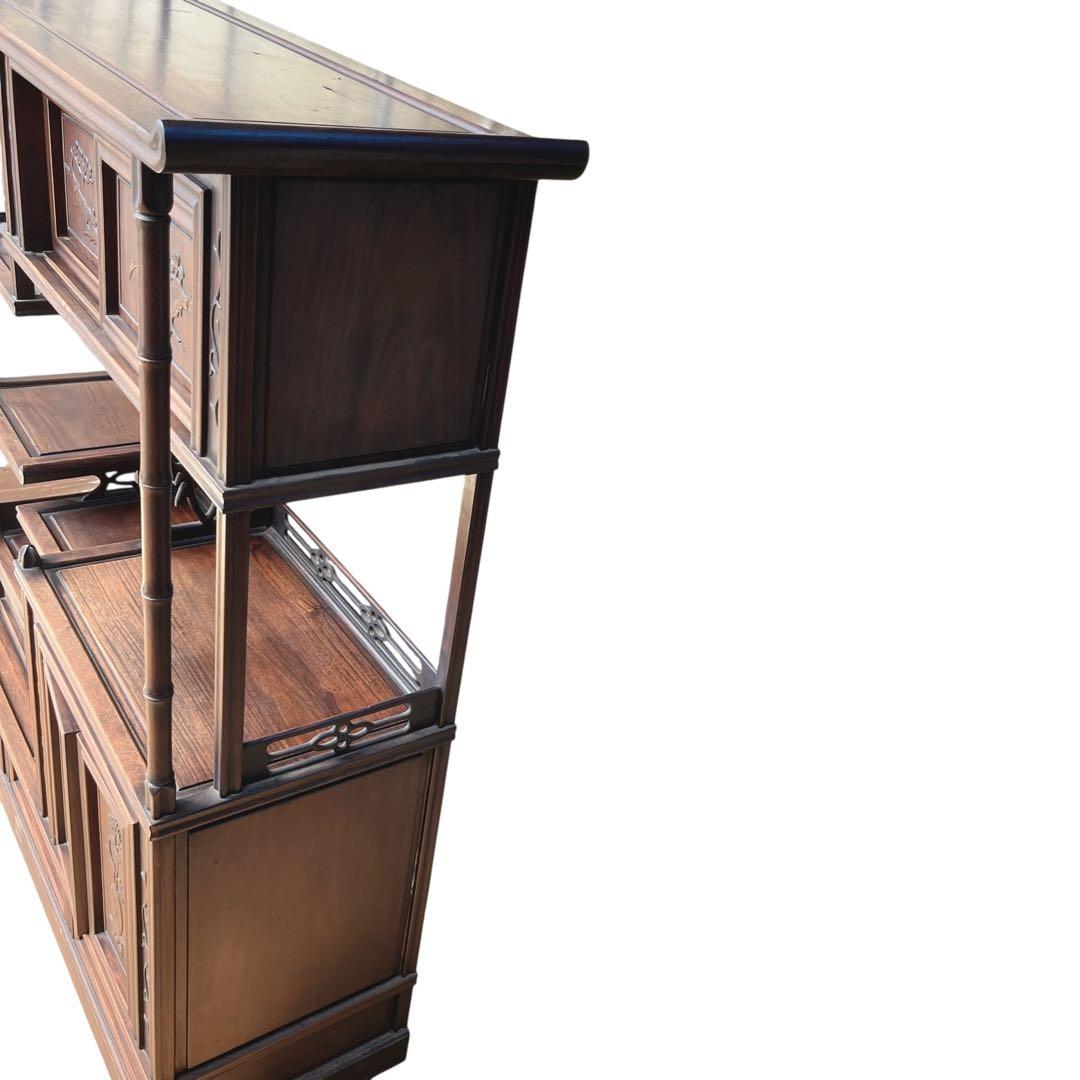 唐木 無垢材 高級 茶棚 花梨 茶箪笥 違い棚 総花梨 飾り棚