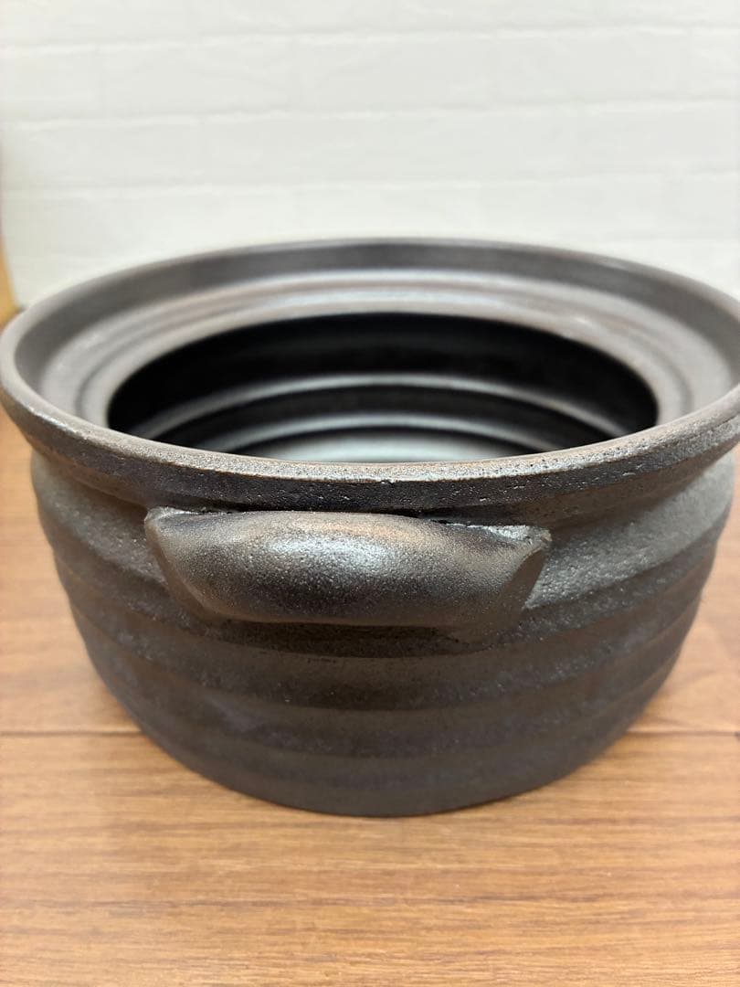 【未使用】萬古焼 特製二重蓋使用2合炊きご飯釜 ガスIH電子レンジ対応 千賀陶器
