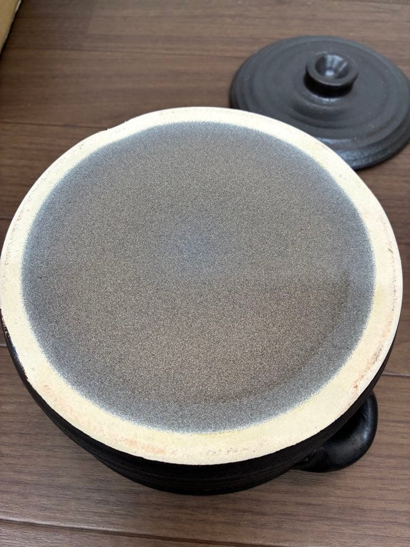 【未使用】萬古焼 特製二重蓋使用2合炊きご飯釜 ガスIH電子レンジ対応 千賀陶器