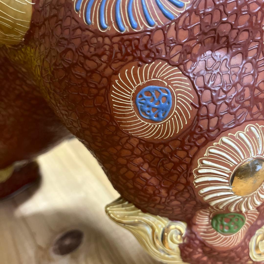 陶器製 獅子像 置物 赤金 九谷焼 美品の通販｜www.missouri-66.com
