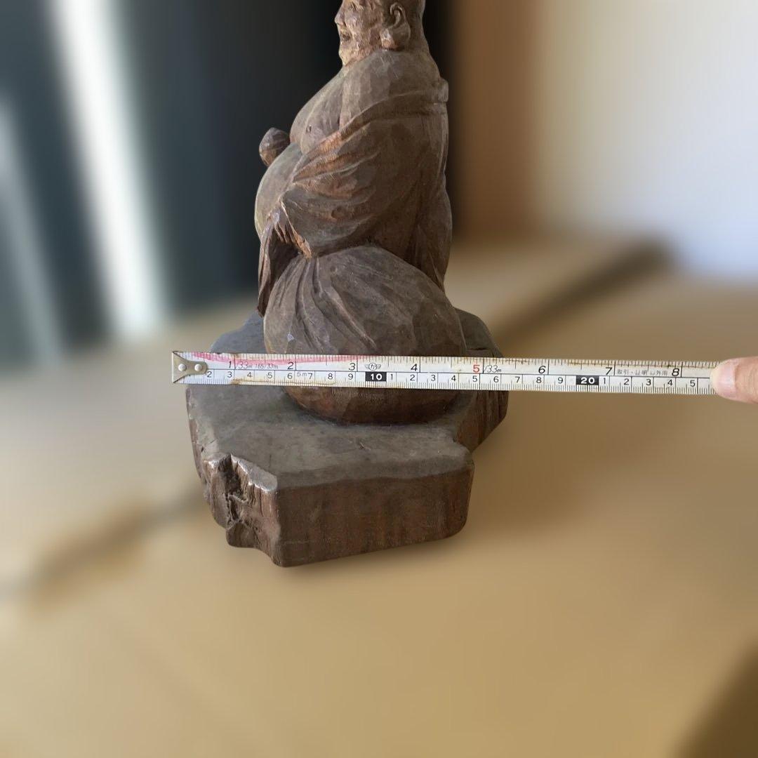 木製 笑顔の仏像 約30cm 彫刻　オブジェ　布袋様