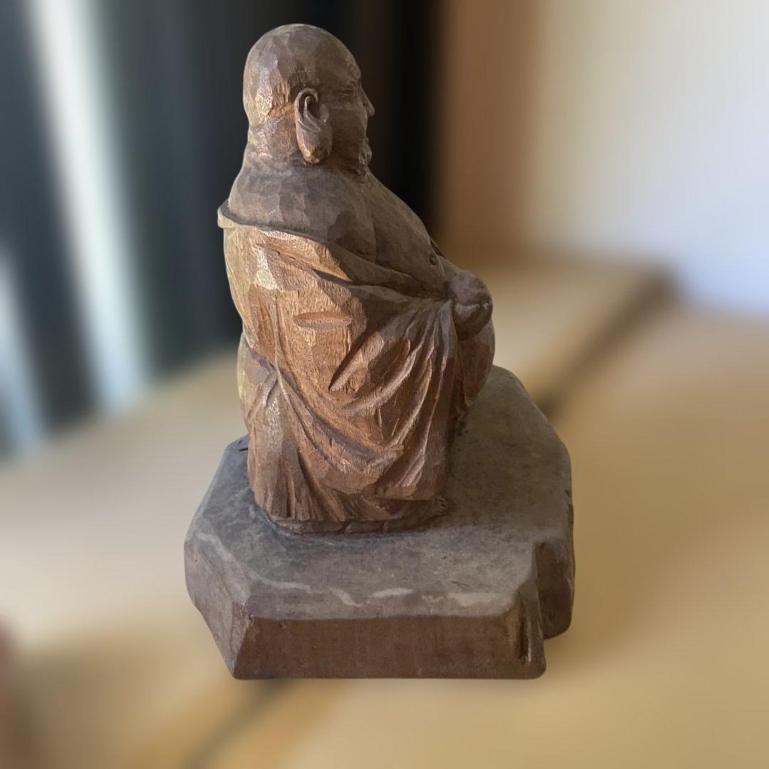 木製 笑顔の仏像 約30cm 彫刻　オブジェ　布袋様