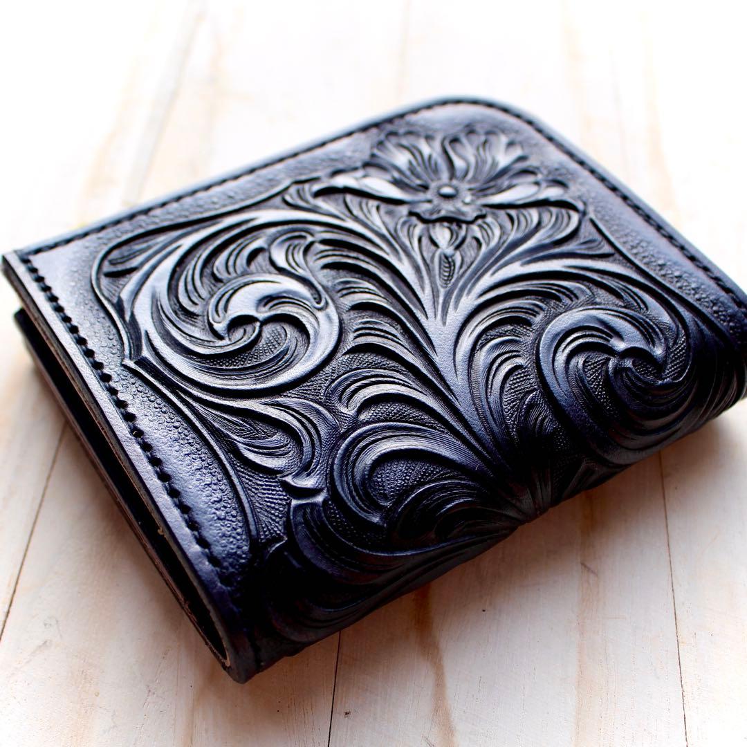 L字ファスナーウォレット 【カービング /オールブラック】