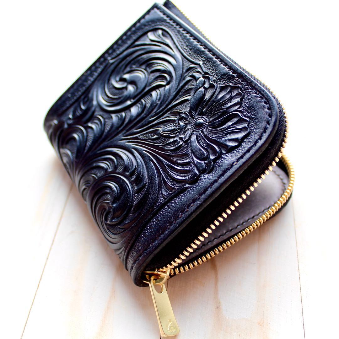 L字ファスナーウォレット 【カービング /オールブラック】