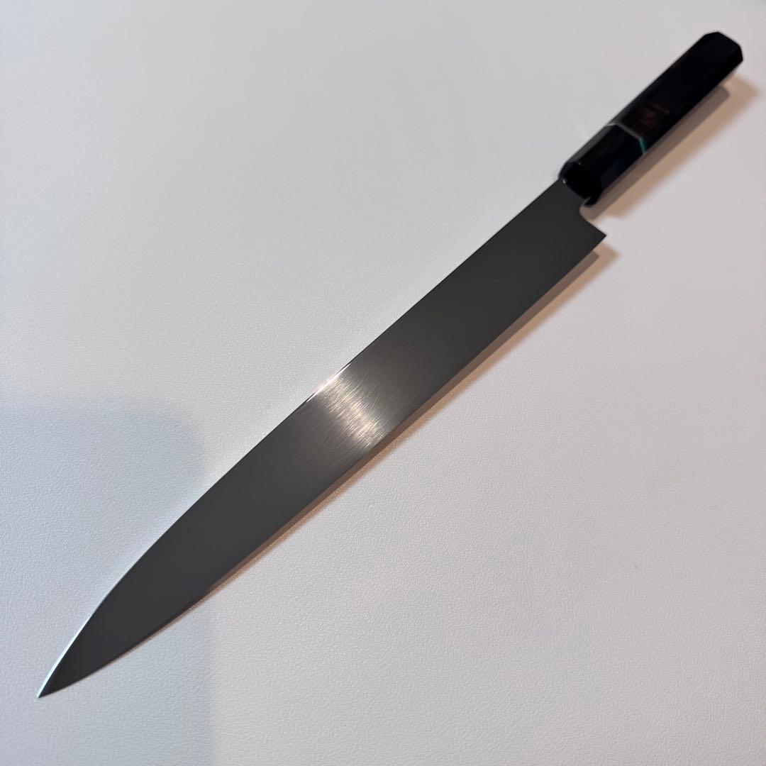 270mm 柳刃包丁 鏡面　黒檀天然牛角八角柄 刺身包丁 全鋼　和包丁