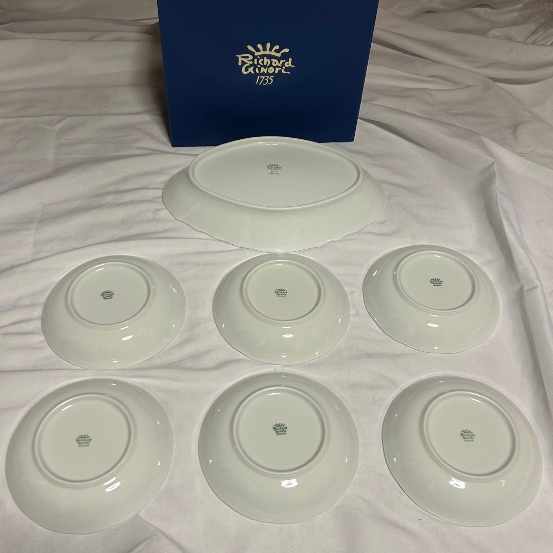【箱付き】リチャードジノリ ベッキオホワイト 菱形皿 1枚＆丸小皿 6枚セット