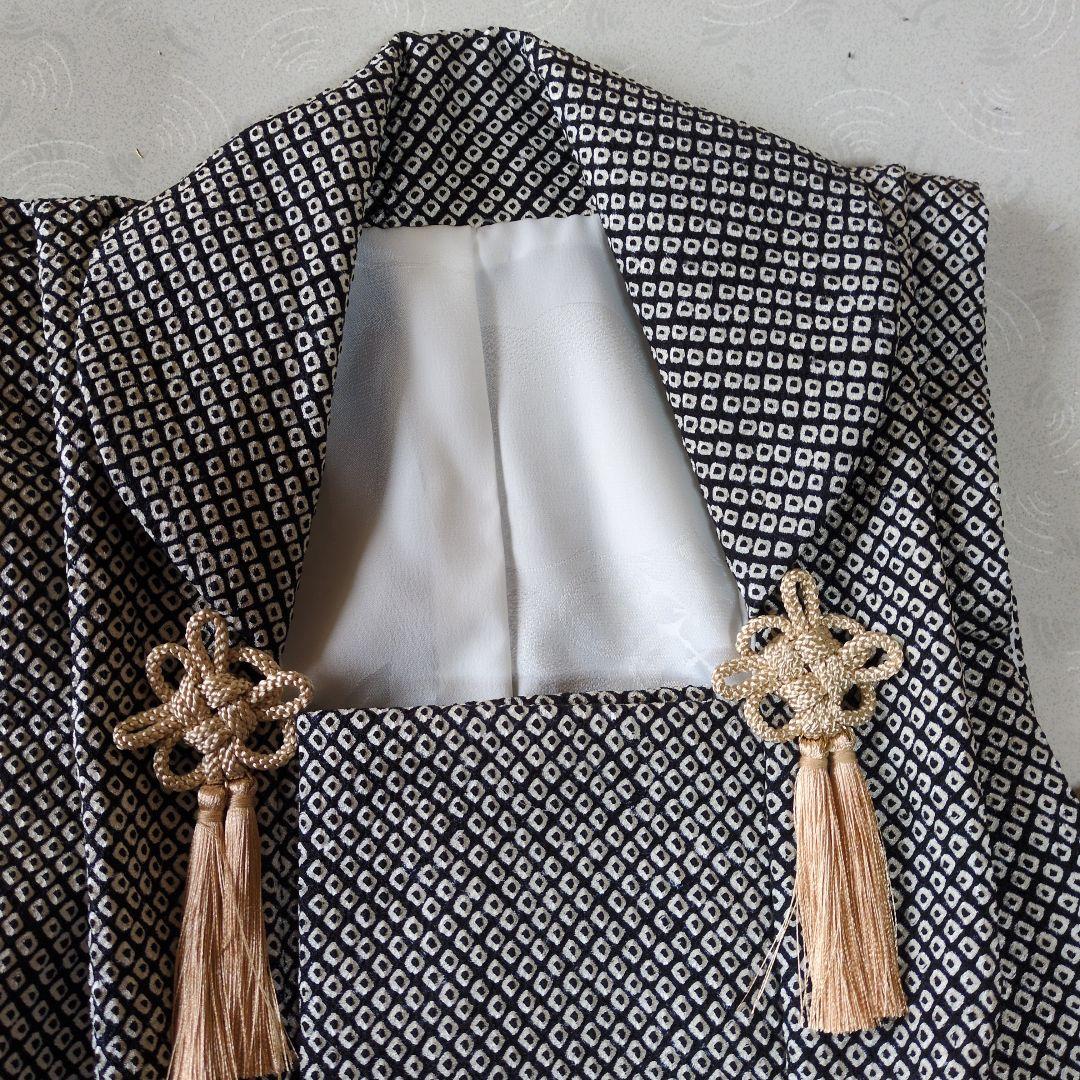 七五三３歳正絹総絞り手縫いの被布（中綿無し）黒色