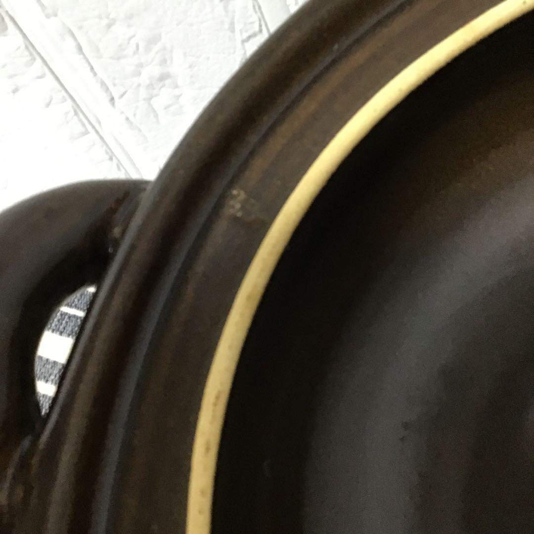 長谷園　伊賀物　伊賀焼　陶器製 丸型 土鍋 茶色