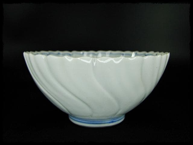 鳳樹軒 高島 文平 染付 稜花 花弁 向付 白磁 茶道具 懐石 器物 d41