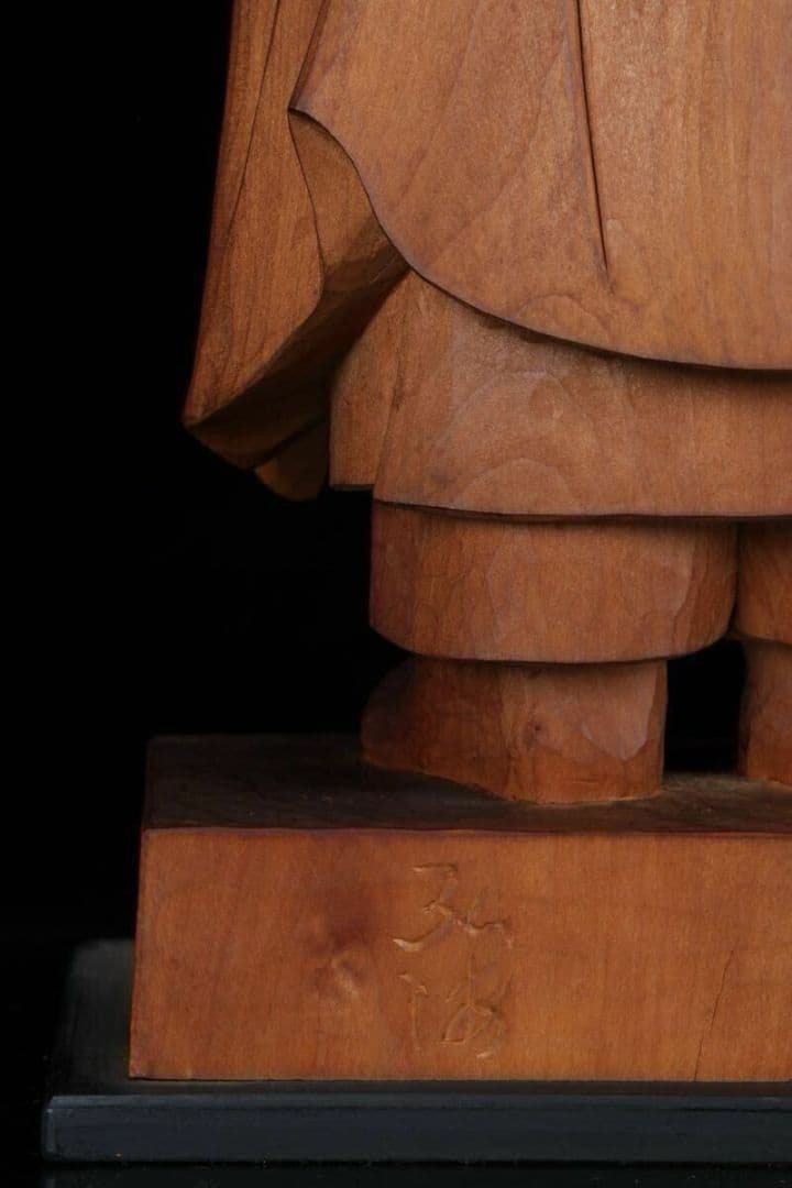 木彫 聖徳太子 孝養太子像 細密彫刻 ガラスケース付 高さ39cm 木造 彫刻像