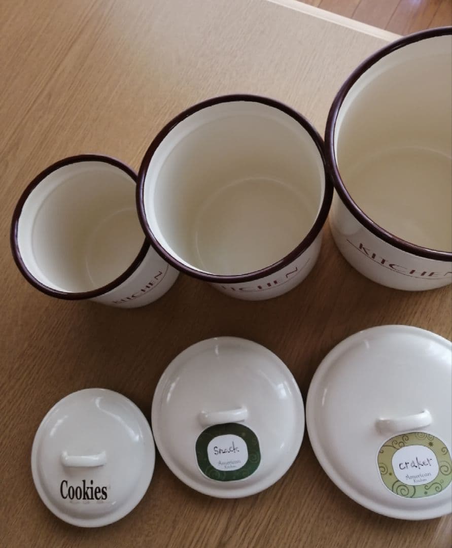 ヴィンテージ❋ホーローキャニスター3個セット