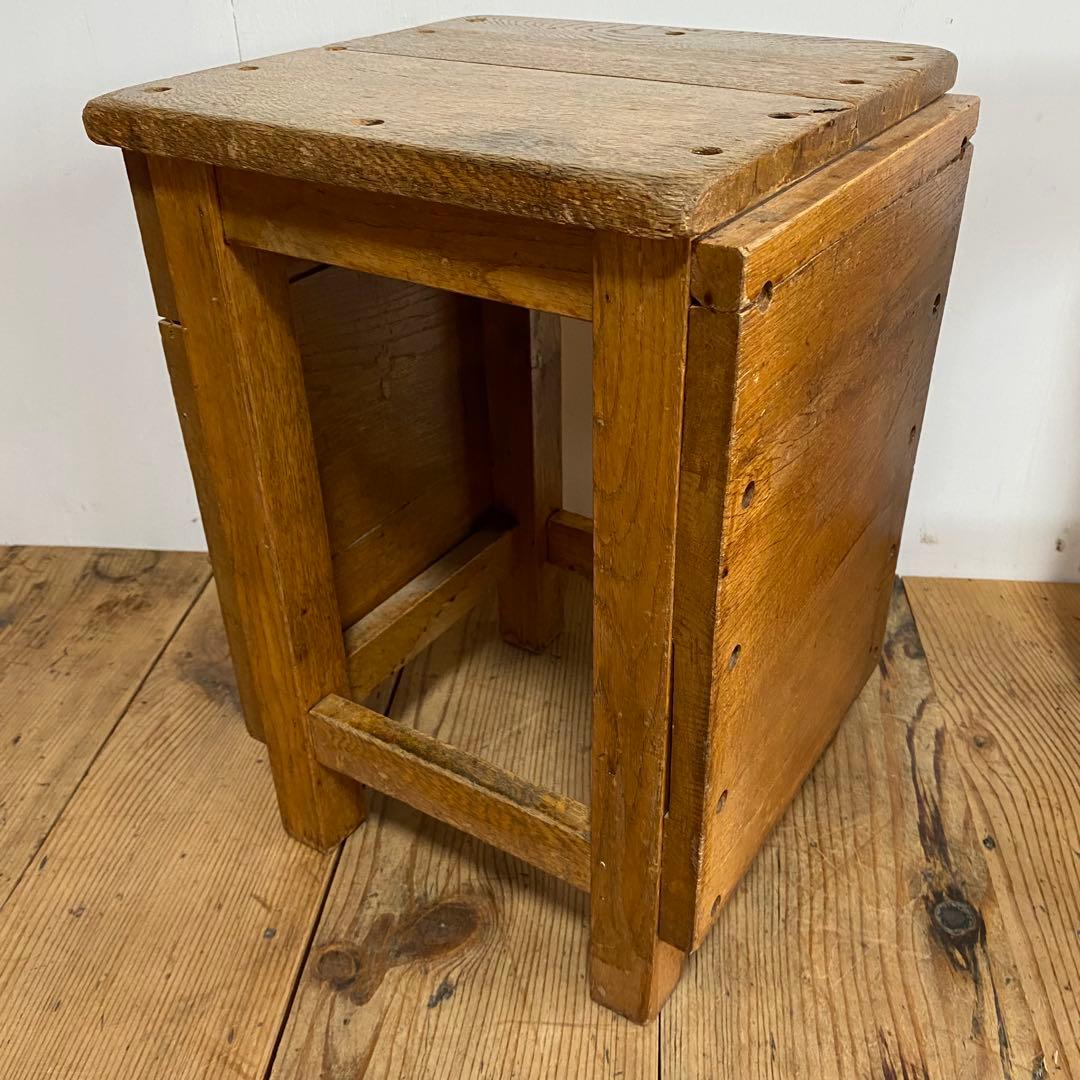 2脚セット アンティーク 角 スツール 椅子 植物台 昭和レトロ y