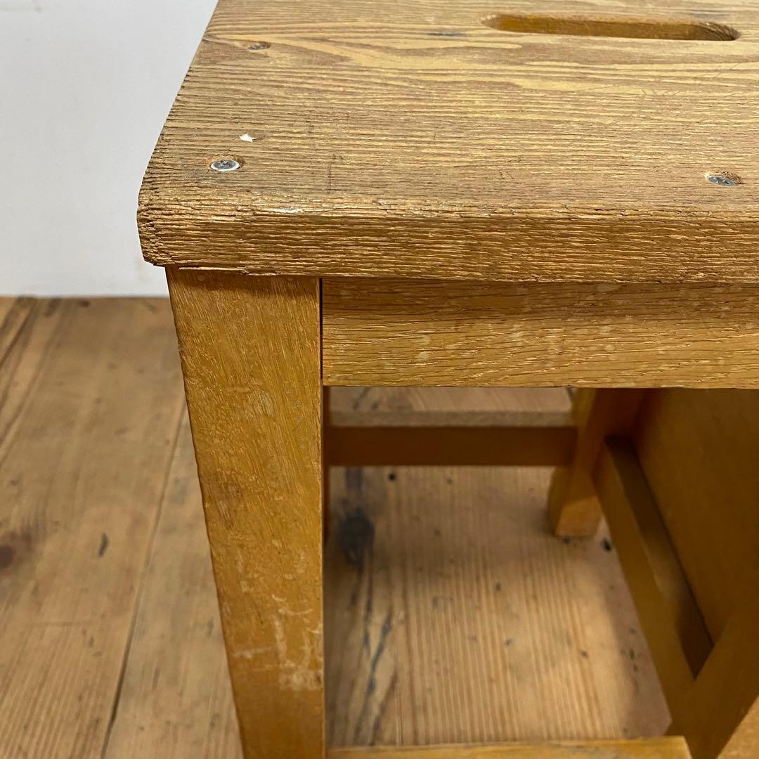 2脚セット アンティーク 角 スツール 椅子 植物台 昭和レトロ y