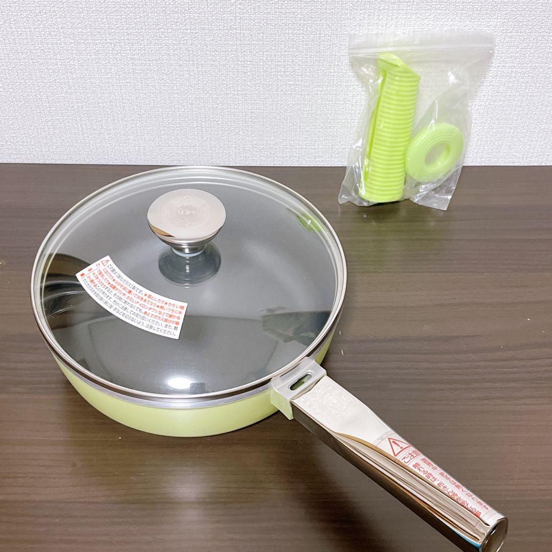 【未使用】　アサヒ軽金属　22オールパン　ガラス蓋　取手シリコンカバー付