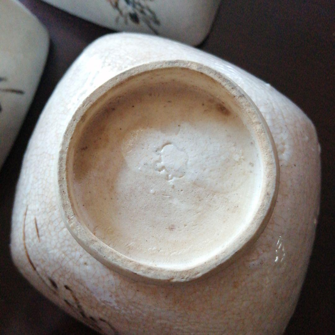 瀬戸焼　御深井鉄絵菱形鉢　3個　15.5cm　明治～昭和初期