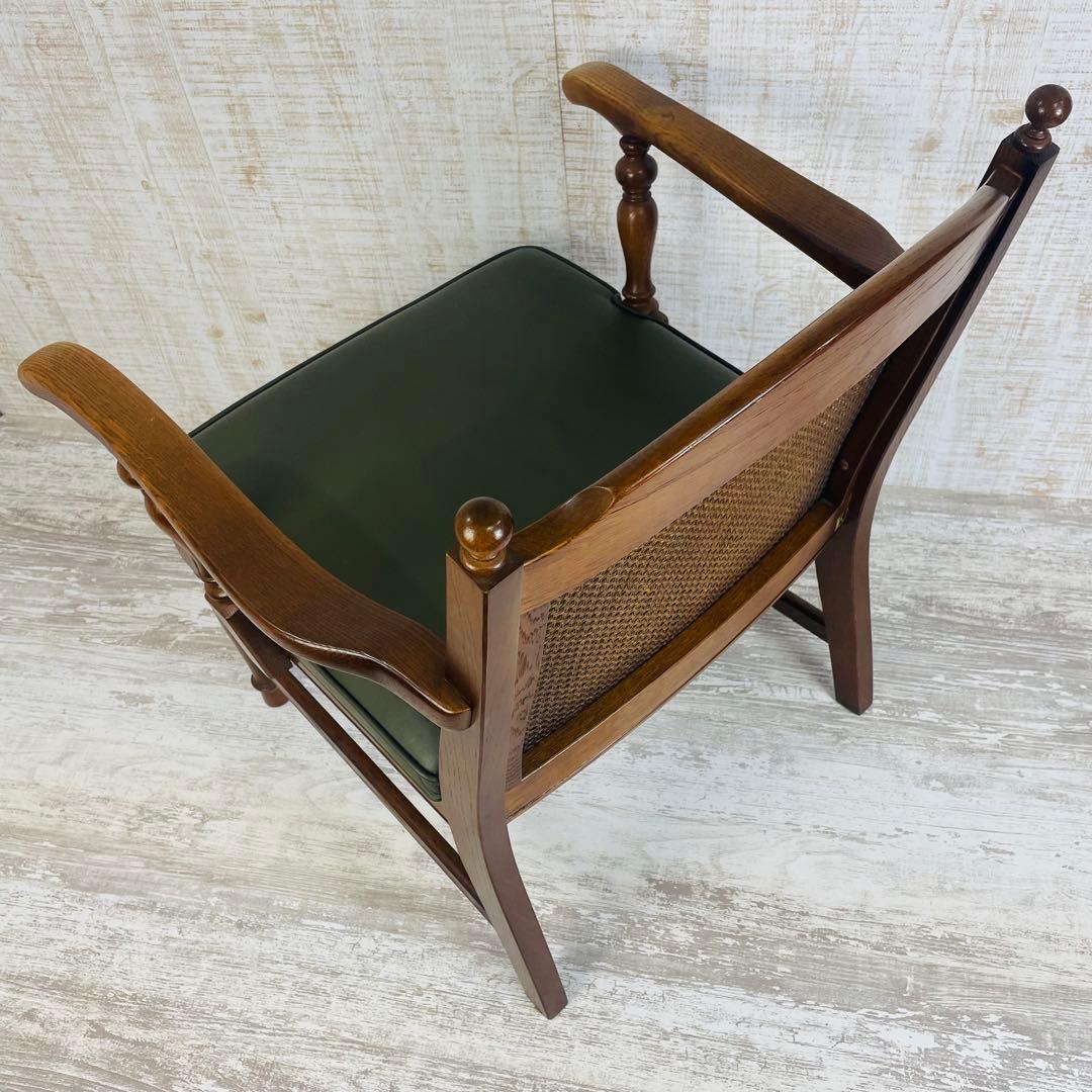 飛騨産業 キツツキ アームチェア ビンテージ 穂高ラタン背 オールド調