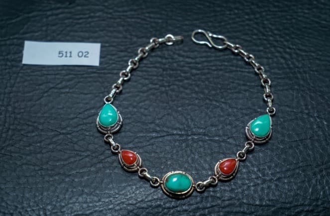 【週末限定セール】天然ターコイズ＆天然赤珊瑚 シルバー925 ブレスレット