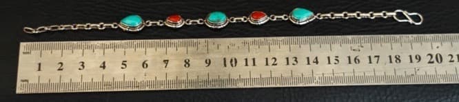 【週末限定セール】天然ターコイズ＆天然赤珊瑚 シルバー925 ブレスレット