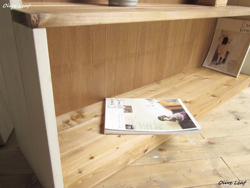 サイズ、デザインオーダー可！超ワイド3段ローラック無垢シャビーブラウン●受注製作