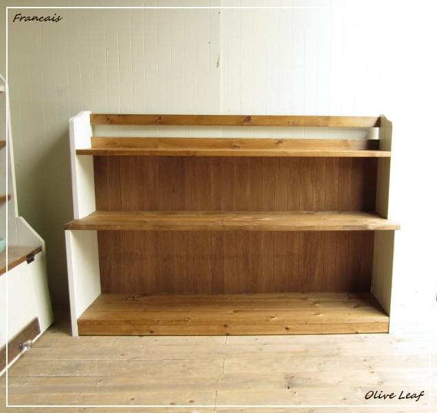 サイズ、デザインオーダー可！超ワイド3段ローラック無垢シャビーブラウン●受注製作