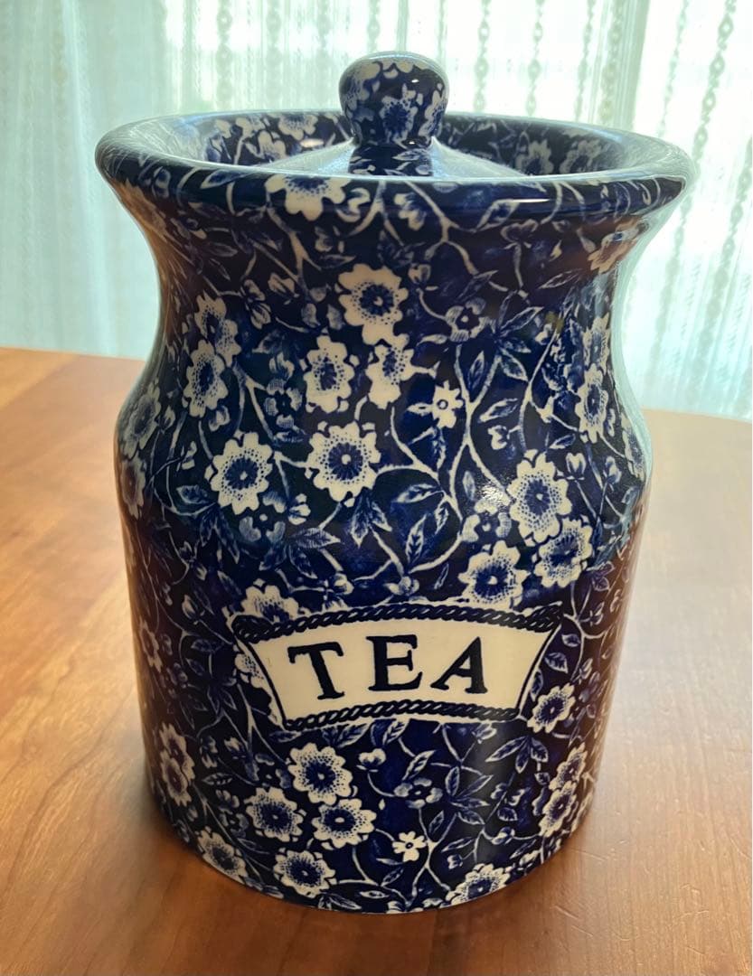 ⭐︎レアBurleigh ヴィンテージバーレイ ブルーキャリコ キャニスター