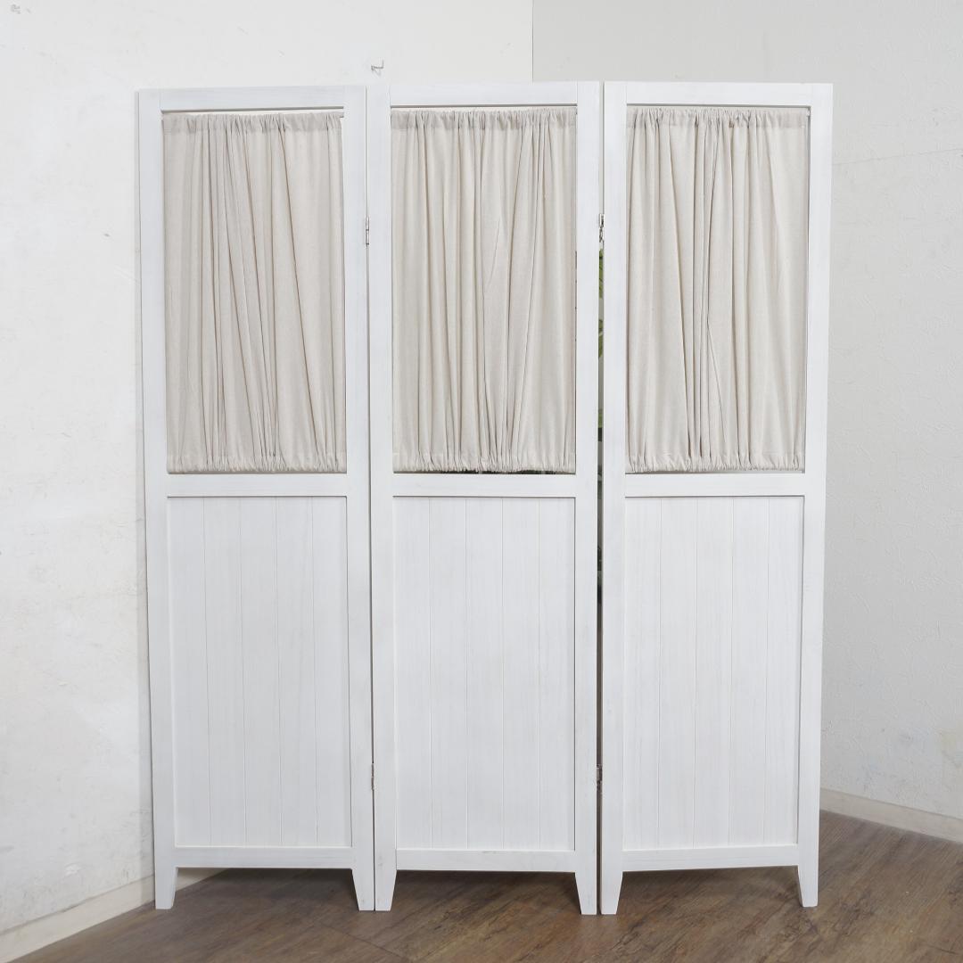 衝立　間仕切り　シャビーウッドファニチャー 3連　パーテーション