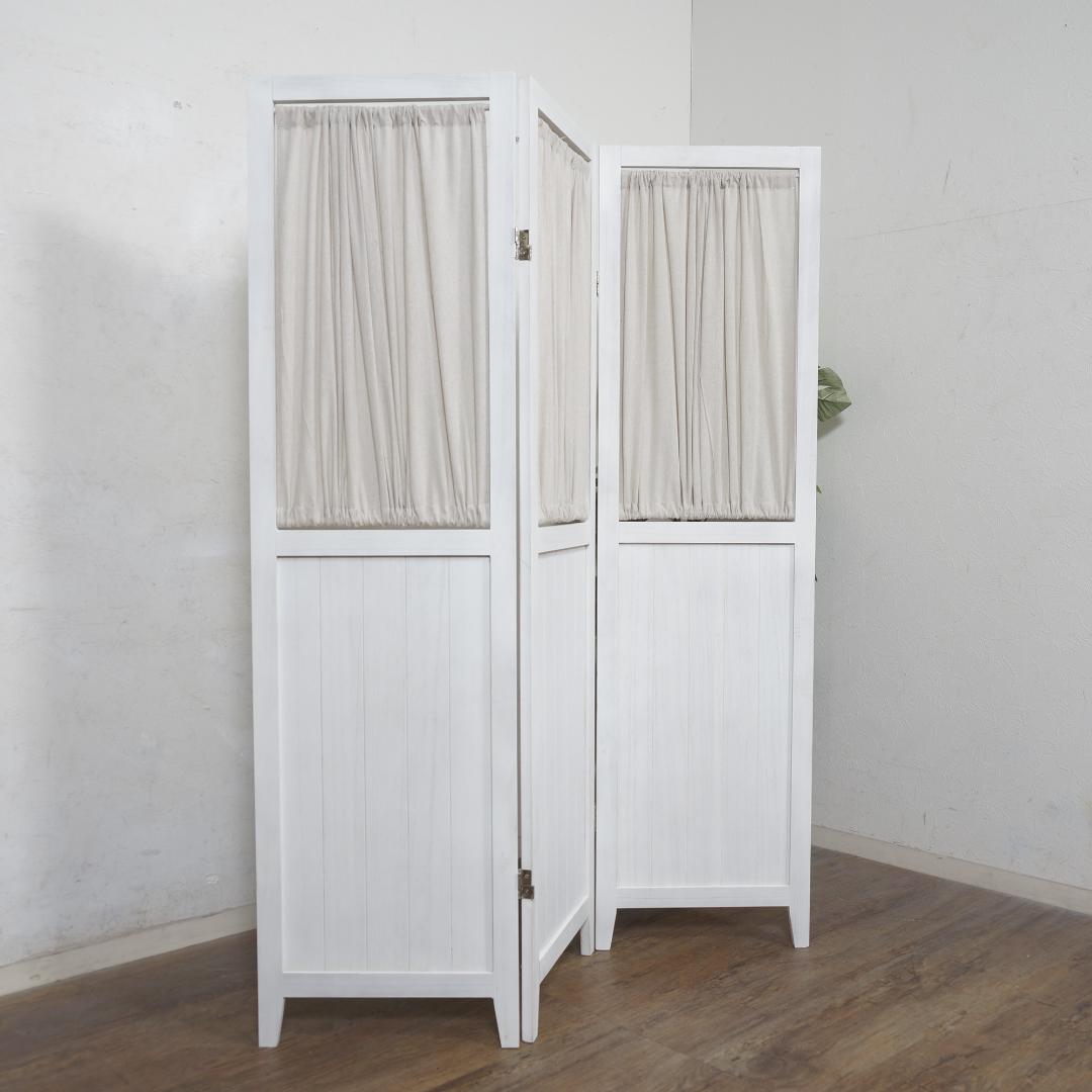 衝立　間仕切り　シャビーウッドファニチャー 3連　パーテーション