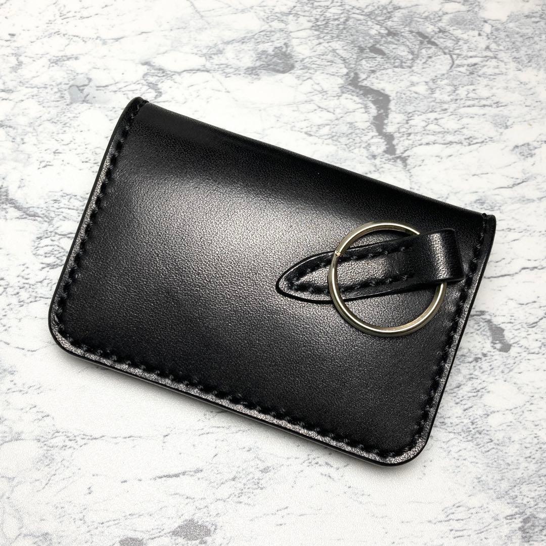 栃木レザー ミニ財布 本革 コンパクト財布 キーリング メンズ レディース 黒