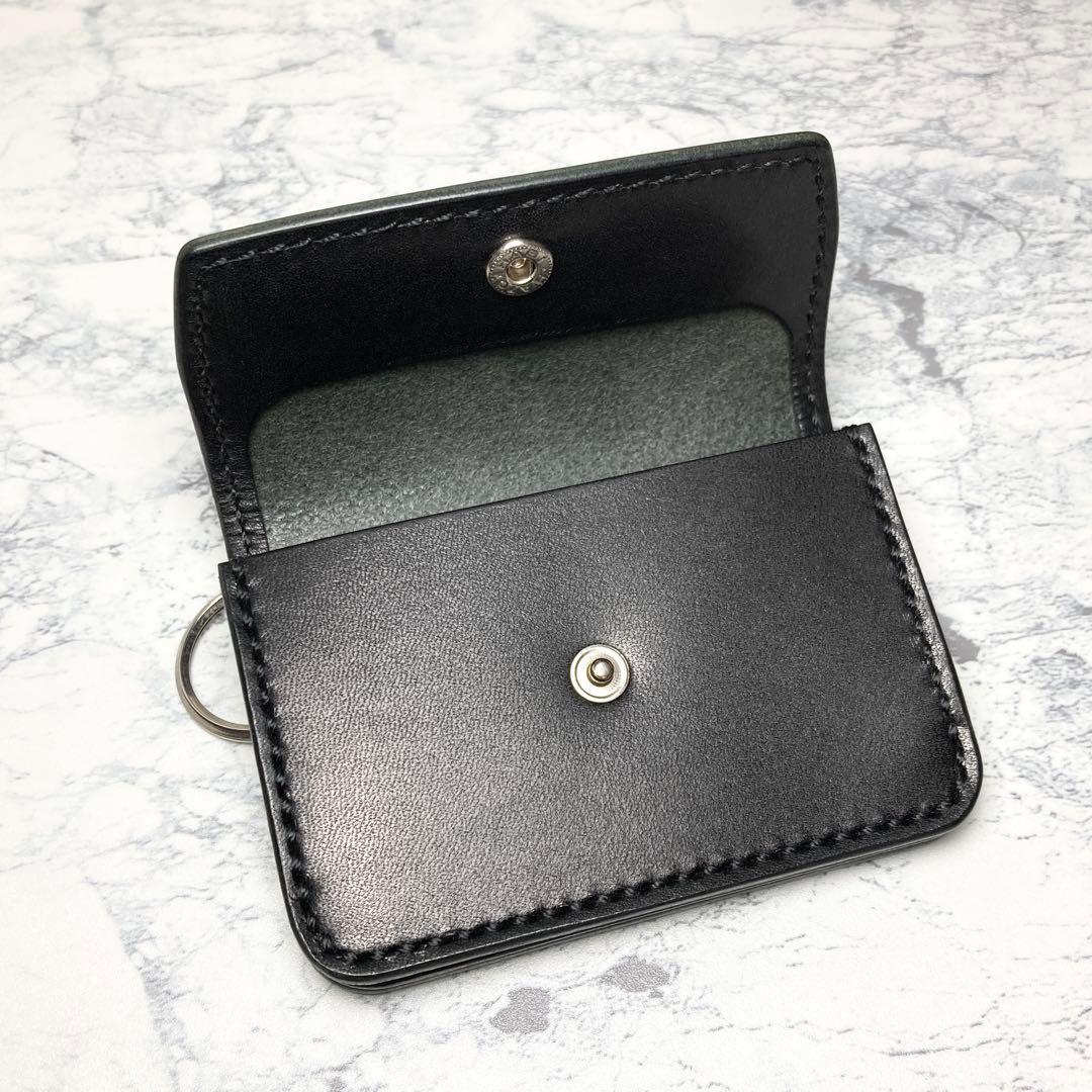 栃木レザー ミニ財布 本革 コンパクト財布 キーリング メンズ レディース 黒