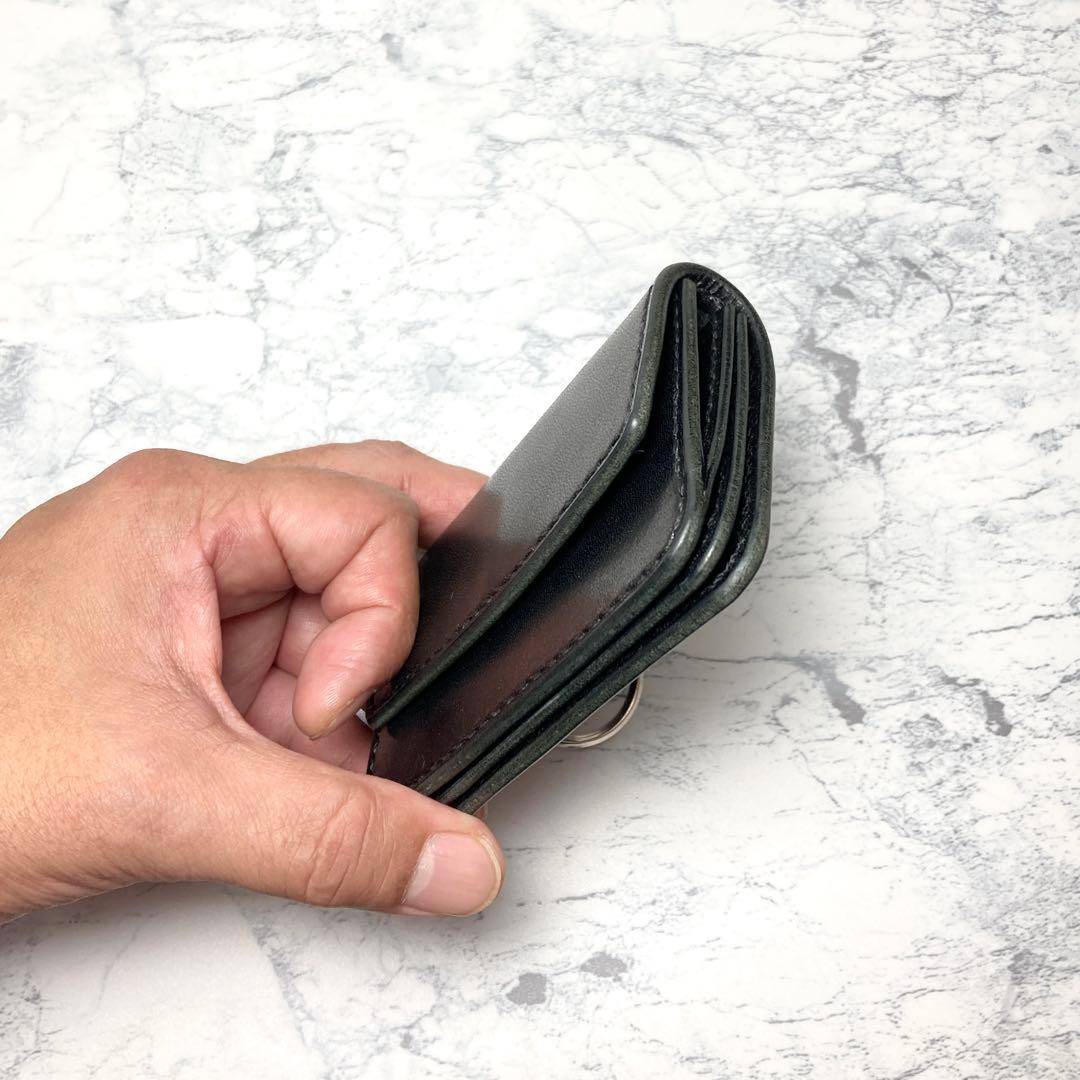 栃木レザー ミニ財布 本革 コンパクト財布 キーリング メンズ レディース 黒