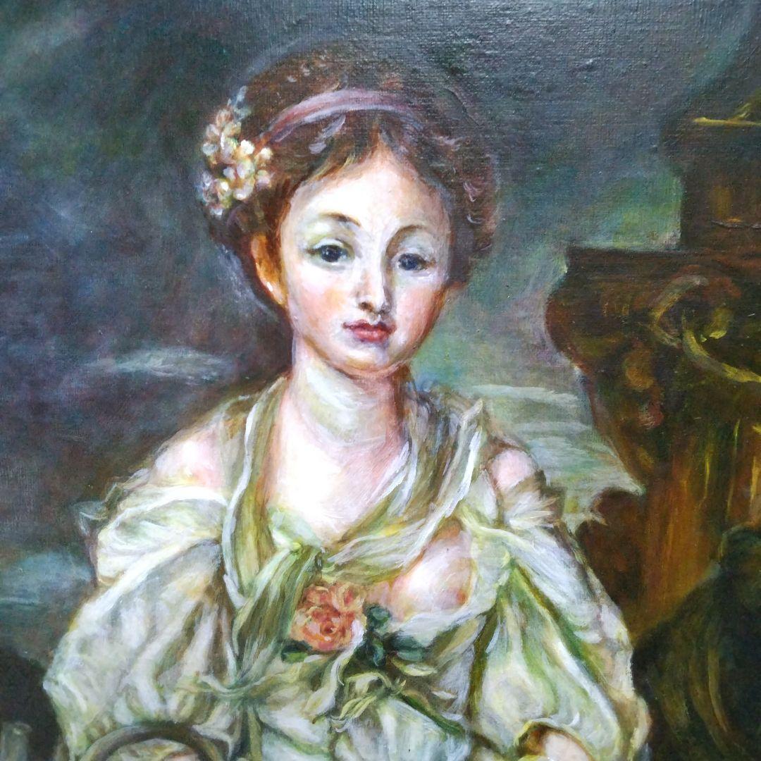 巨匠の肉筆模写 アンティーク調 高級ゴールド額縁ガラス入り保田三友紀のF10油絵