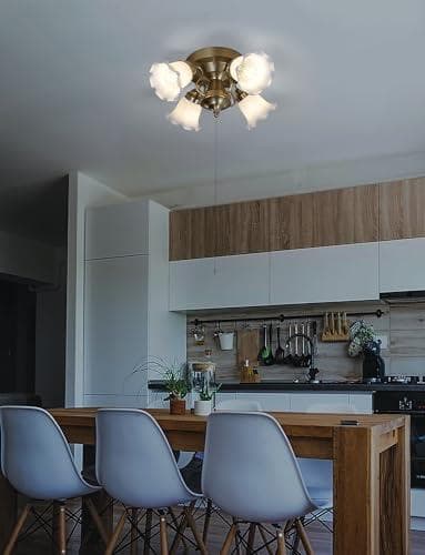 シャンデリア 4灯 ペンダントライト ガラス 真鍮おしゃれ E26 8畳 10a